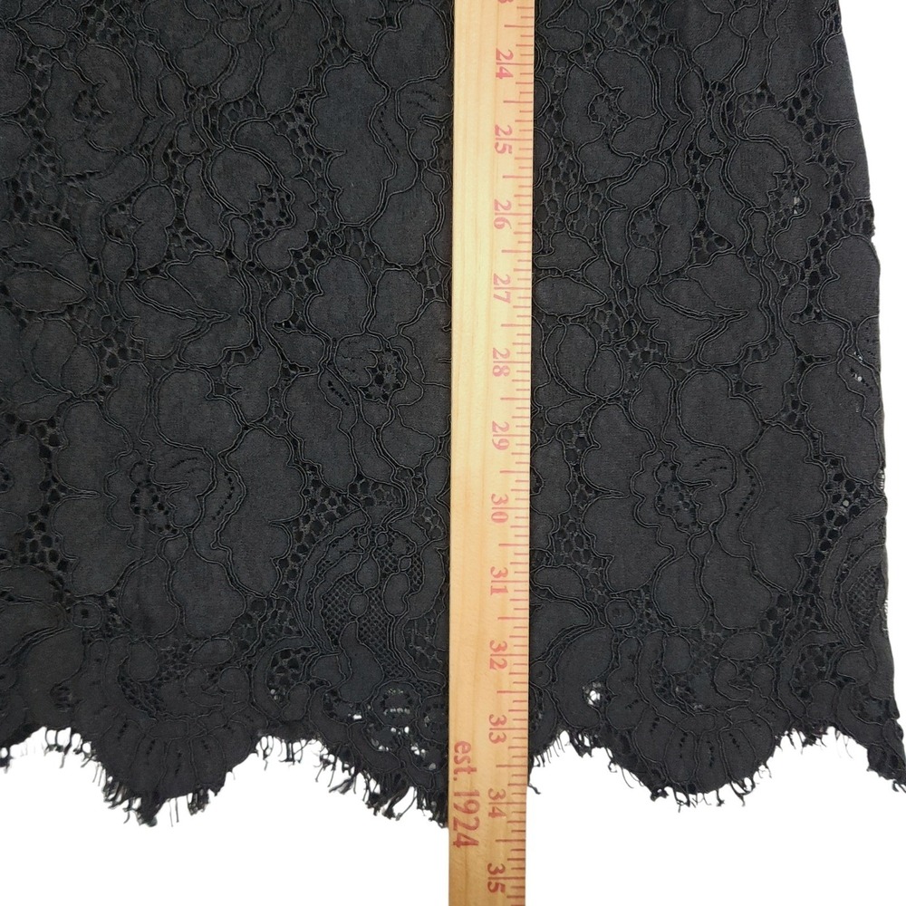 Lauren Ralph Lauren Lace Bell Sleeve Dress 6 Black Nude Floral Shift Whimsigoth - Picture 13 of 15